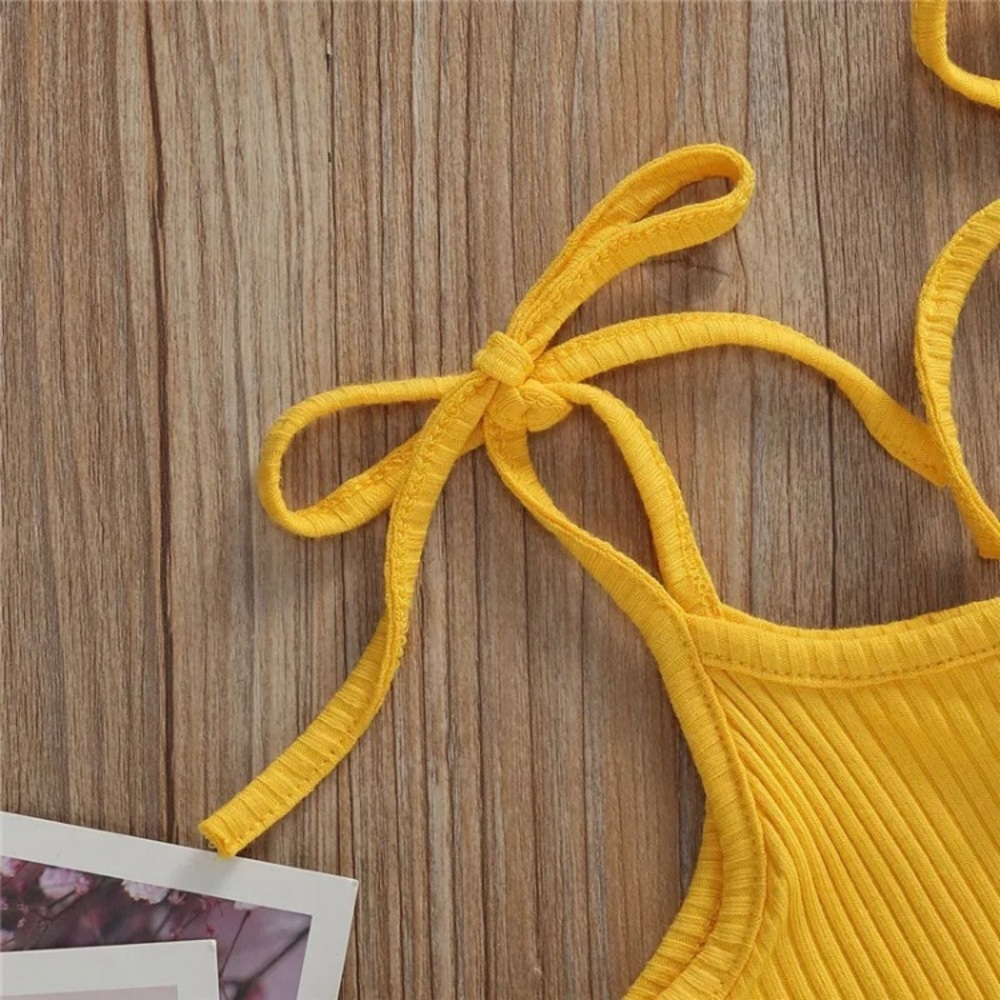 ☀️ Summer yellow‎ 3 faux button tank romper, size 12-18 months - Picture 6 of 7